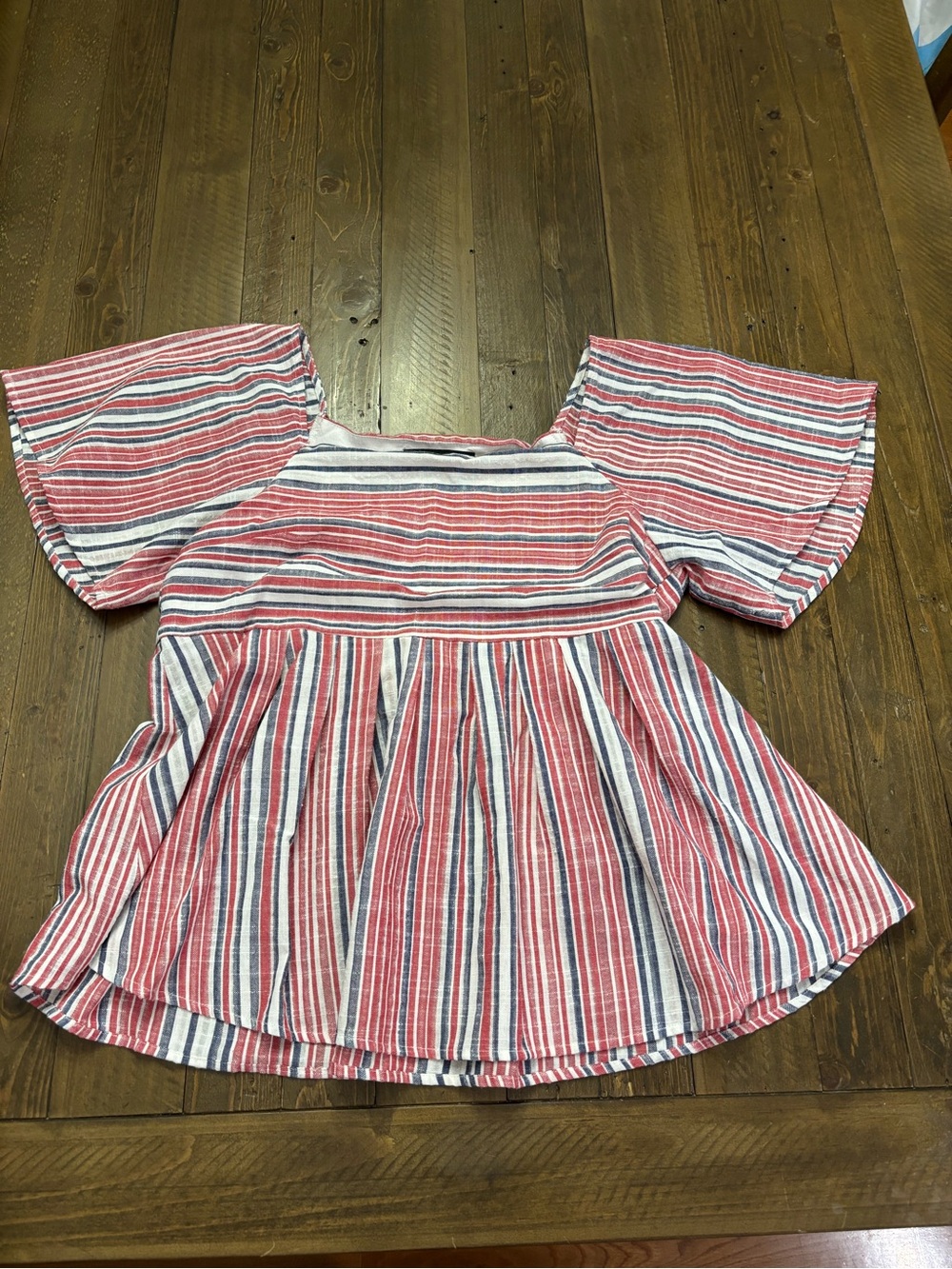 Sugarlips Red, Blue & White Striped Peplum Top